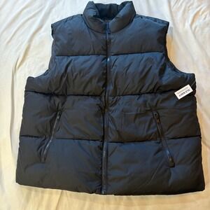 Old Navy Mens XXL Puffer Vest Black Full‎ Zip Sleeveless Jacket NWT